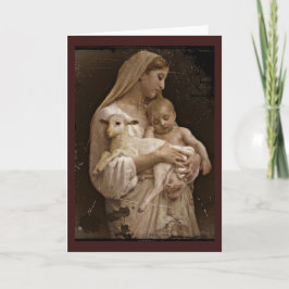 Tarjeta Bebé Jesús de Maria y cordero