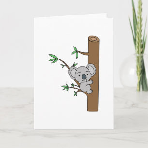 Tarjeta Bebé Koala Adorable Subiendo Un Árbol De Eucalipto