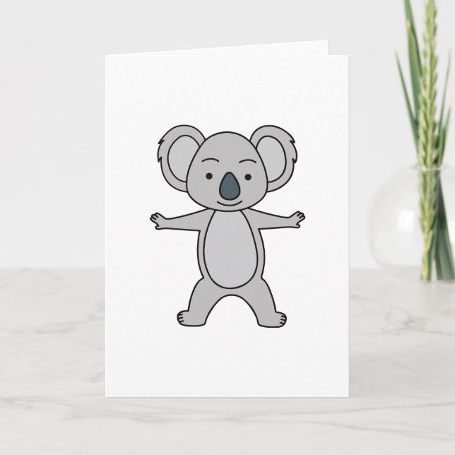 Tarjeta Bebé Koala Lindo Con Una Sonrisa De Pie (Anverso)