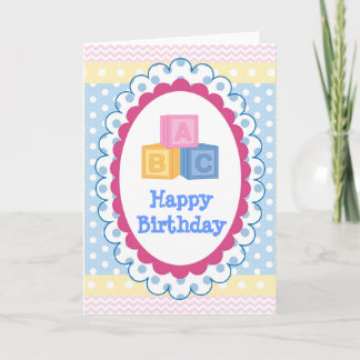 Tarjeta Bebé lindo ABC Polkadot Cumpleaños