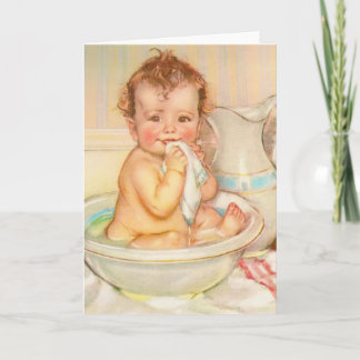 Tarjeta Bebé lindo con baño