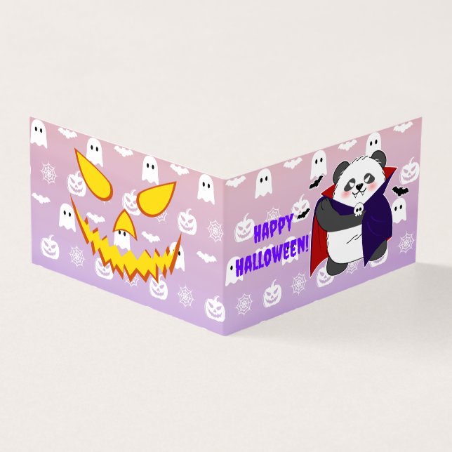 Tarjeta Bebé lindo de Halloween Vampiro Panda Dracula (Exterior)