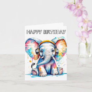 Tarjeta Bebé lindo Elefante Feliz cumpleaños