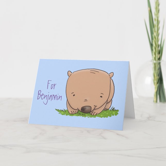 Tarjeta Bebé lindo ilustracion personalizado de wombat aus (Anverso)