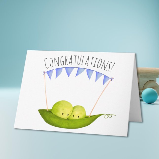 Tarjeta Bebé niños gemelos Cute Peas Felicitaciones Recién (Subido por el creador)