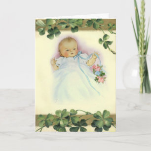 Tarjeta Bebé o chica del cumpleaños del día de St Patrick