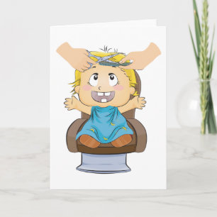 Tarjeta Bebé Obteniendo un corte de pelo Graciosa Barbería