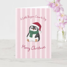 Bebé Pingüino Adorable con Gorro de Santa Navidad