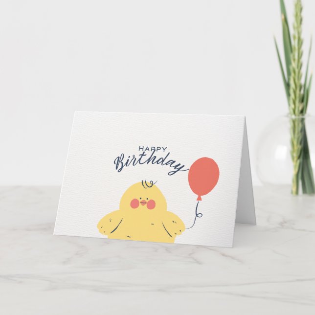 Tarjeta Bebé pollito lindo feliz cumpleaños (Anverso)