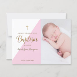 Tarjeta Bebé Rosa Moderno Bebé Foto Baptismo Gracias
