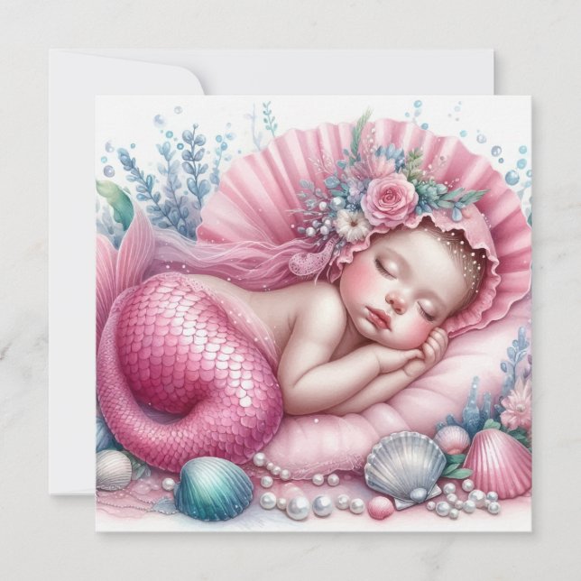 Tarjeta Bebé sirena linda (Anverso)