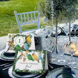 Tarjeta Bebé tropical exótico adorable loros Feliz cumplea