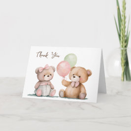 Tarjeta Bebé Twin Teddy Bears Gracias