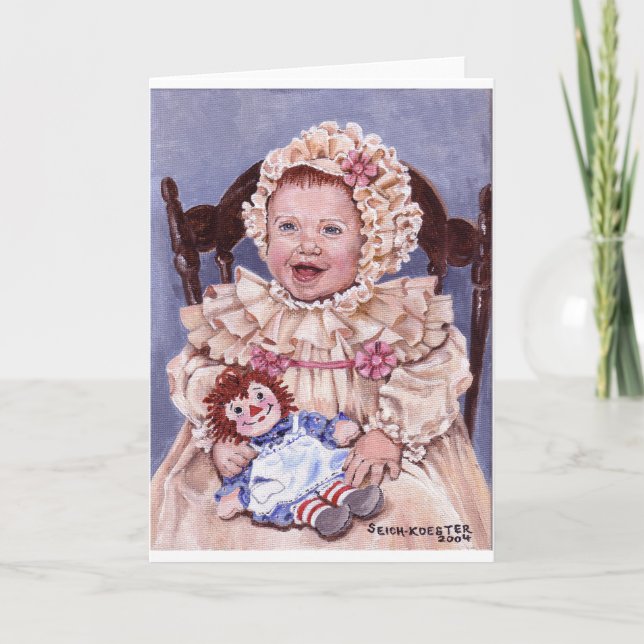 Tarjeta Bebé victoriano con muñeca (Anverso)