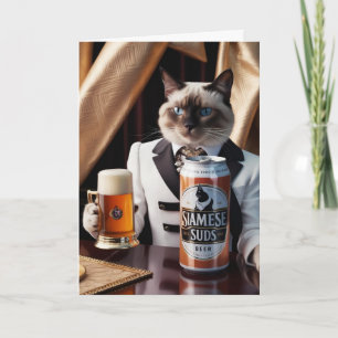 Tarjeta Bebedor de cerveza siamesa