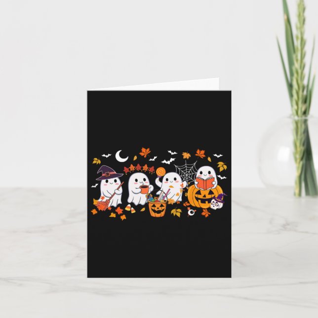 Tarjeta Beber café dulce fantasma Halloween Fall Bo (Anverso)