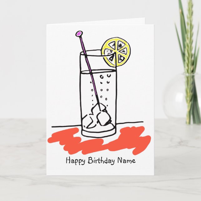 Tarjeta Beber en un cumpleaños de vidrio (Anverso)