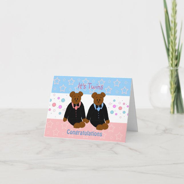 Tarjeta Bebés Gemelos Nuevos (Anverso)
