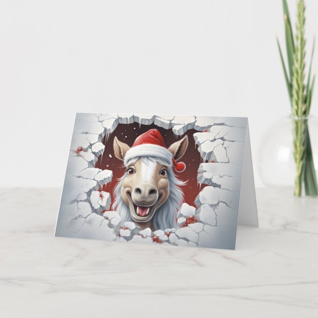 Tarjeta Bebés Navidades animales Saludos de caballos 3D (Anverso)