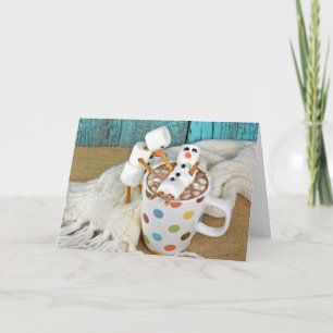 Tarjeta Bebida de chocolate caliente con nevados
