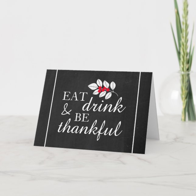 Tarjeta Bebida, Día de Acción de Gracias de Chalkboard (Anverso)
