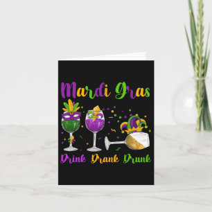 Tarjeta Bebida Mardi Gras Bebida Máscara De Vino Borracho