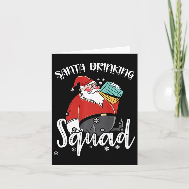 Tarjeta Bebida Santa Xmas Beer Beer Drinker Gracioso Crist (Anverso)
