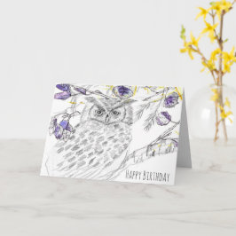 Tarjeta Bechuza Feliz Cumpleaños En El Sabio Del Árbol Mej