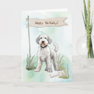 Tarjeta Bedlington Terrier Rama Perro bajo Rótulo de cumpl