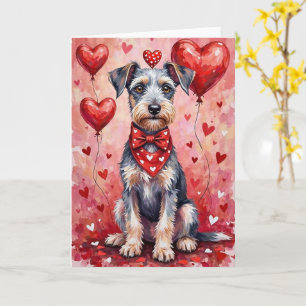 Tarjeta Bedlington Terrier Valentine Perro Sentado