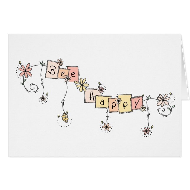 Tarjeta "Bee Doodles", "Bee Happy" (Anverso (Horizontal))