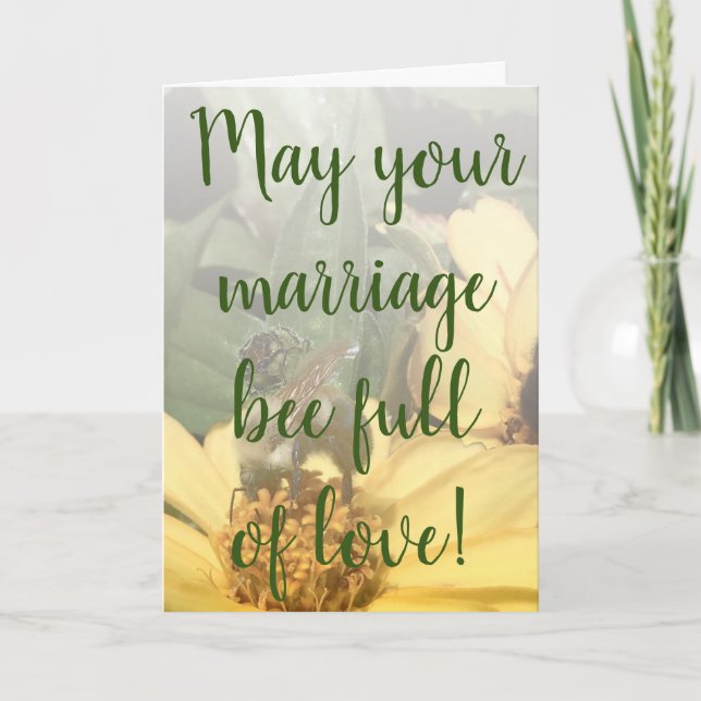 Tarjeta Bee Full of Love Photo Bodas Felicitaciones (Anverso)