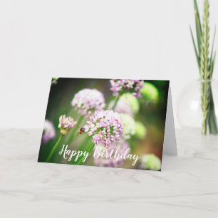 Tarjeta Bee Happy Purple Diagonal Allium Flowday