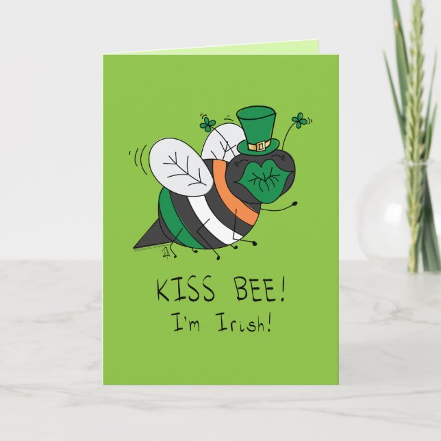 Tarjeta Bee Irish Funny St. Patrick's Day (Anverso)