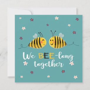 Tarjeta BEE-long junto con abejas y flores Valentine
