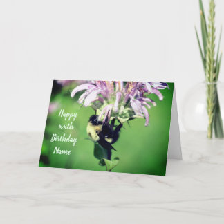 Tarjeta Bee On Bee Balm Flower Personalizado Cumpleaños
