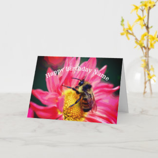 Tarjeta Bee On Pink Daisy Flower Flower Art Cumpleaños