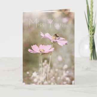 Tarjeta Bee on Pink Flower