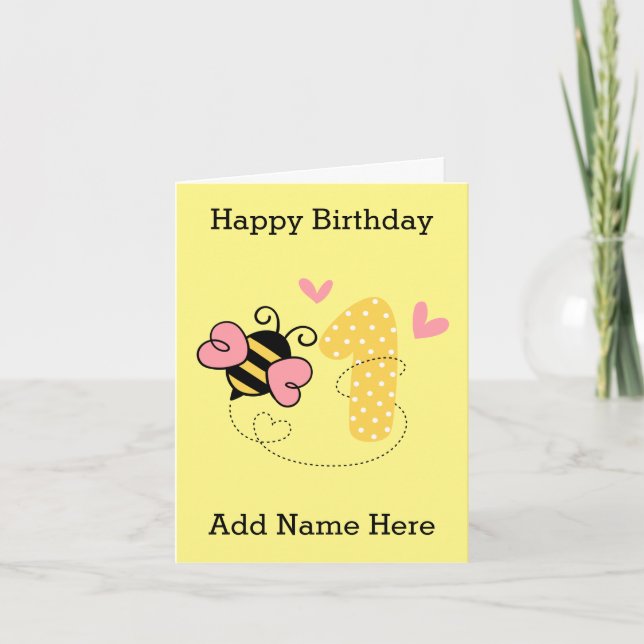 Tarjeta Bee One Birday (Anverso)