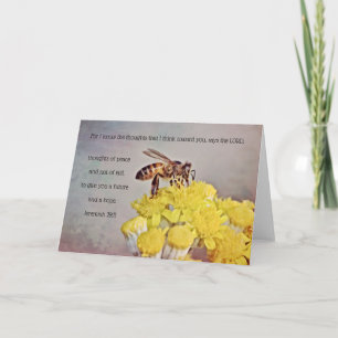 Tarjeta Bee Yellow Flowers Scripture Card Jeremiah 29:11