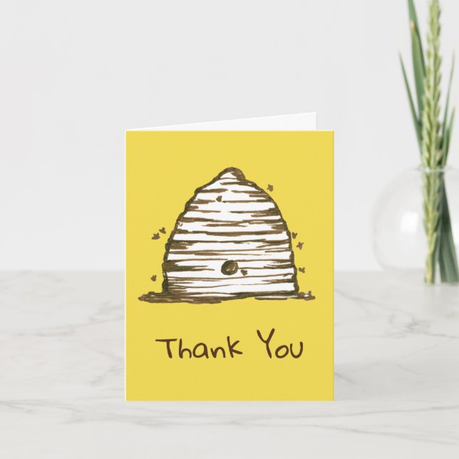 Tarjeta Beekeeper Gracias Honey Bee Skep Yellow (Anverso)