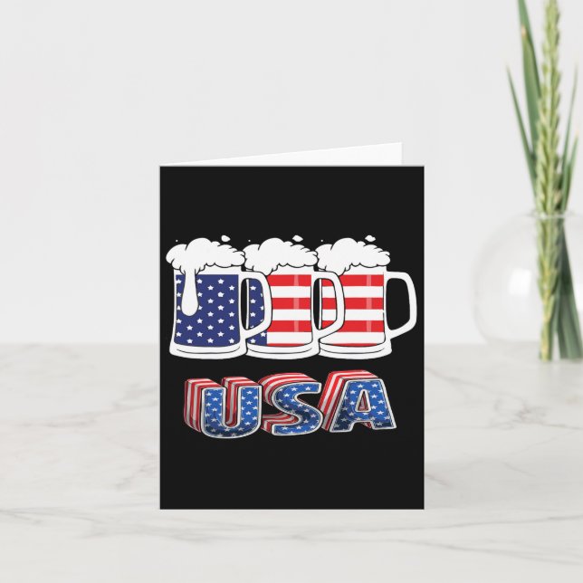 Tarjeta Beer Bandera Americana 4 De Julio Merica Ee.Uu. Be (Anverso)