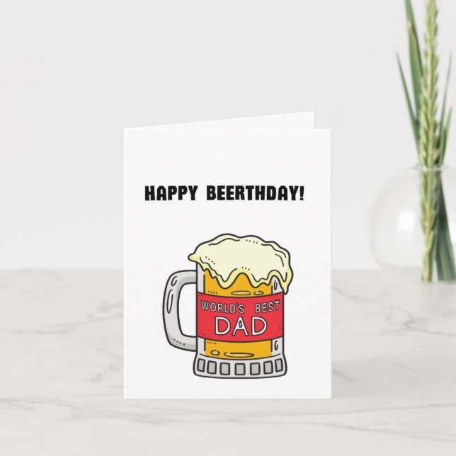 Tarjeta Beer Dad Pun Funny Cumpleaños (Anverso)