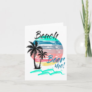 Tarjeta Beer Me Graciosa Beber Playa Retro Sunset Palm Tre