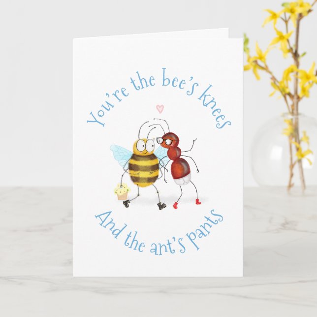 Tarjeta Bee's knees and ant's pants Valentine's card (flor amarilla)
