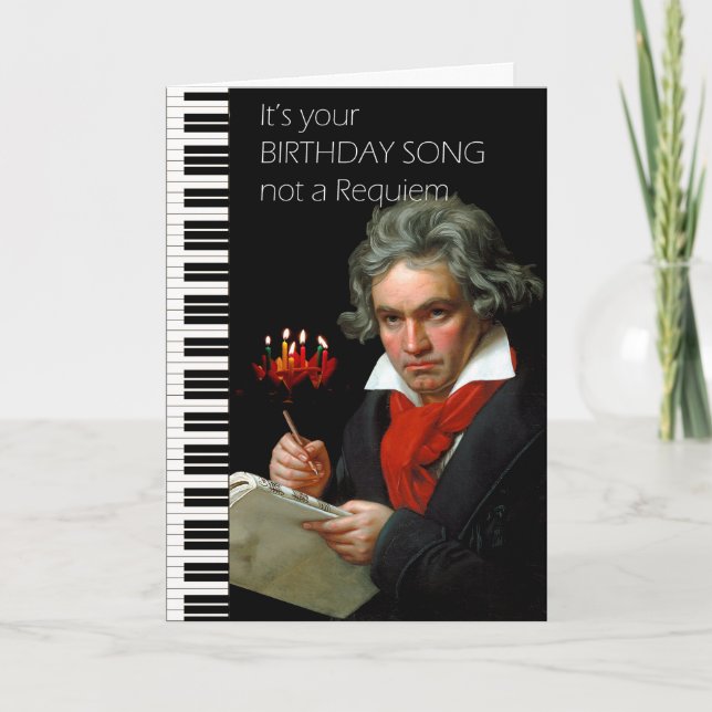Tarjeta Beethoven Humor Birthday Card (Maestra) (Anverso)