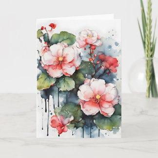 Tarjeta Begonia - Flores acuarela
