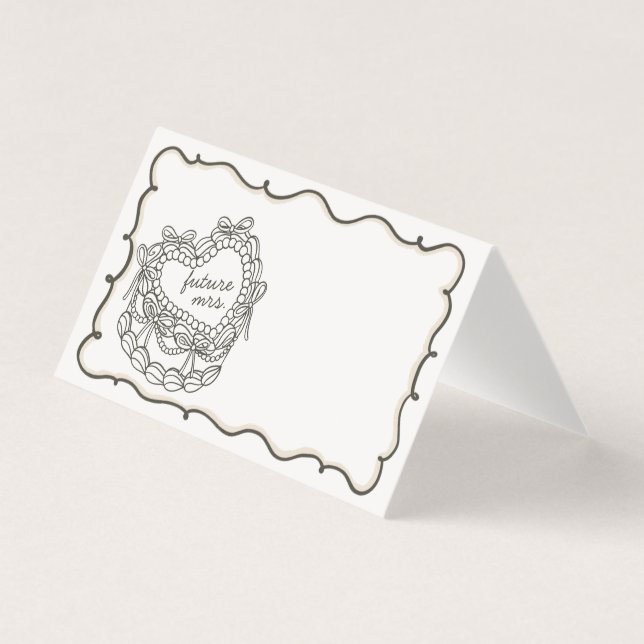 Tarjeta Beige Bow Coquette Cake Bridal Shower Place Card (Anverso)