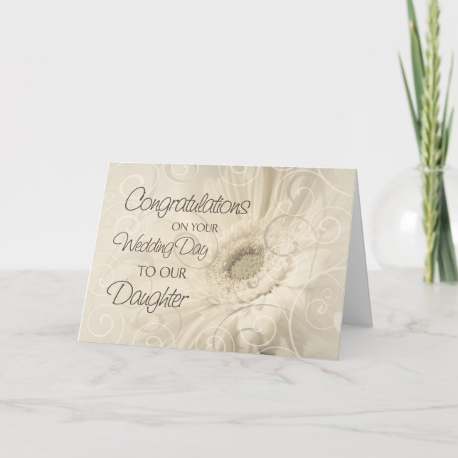 Tarjeta beige de la enhorabuena de la boda de la (Anverso)