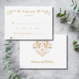 TARJETA BEIGE OTOMI MEXICAN RSVP
